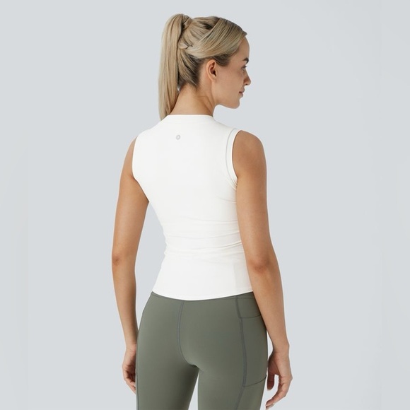 Halara Softlyzero™ Stand Collar Ruched Curved Hem Skinny Yoga Tank Top-UPF50+ XS - Picture 2 of 3